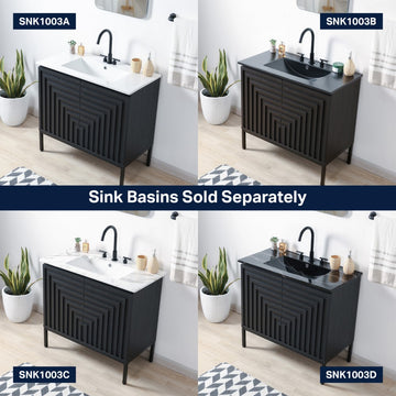 Rowan Geometric Modern Transitional 2-Shelf Bath Vanity Cabinet Only (Sink Basin Not Included)
